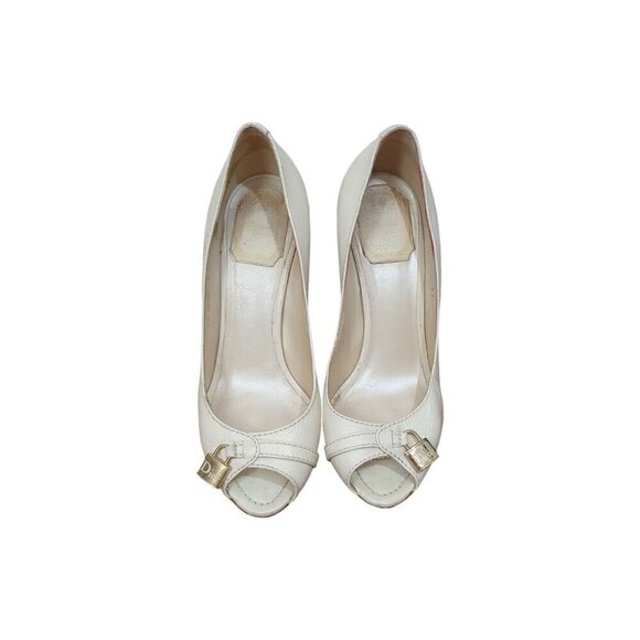 Dior Padlock Prep Toe 9CM Grained Calksin Heels Sandals - Size 37 EUR - Picture 2 of 11